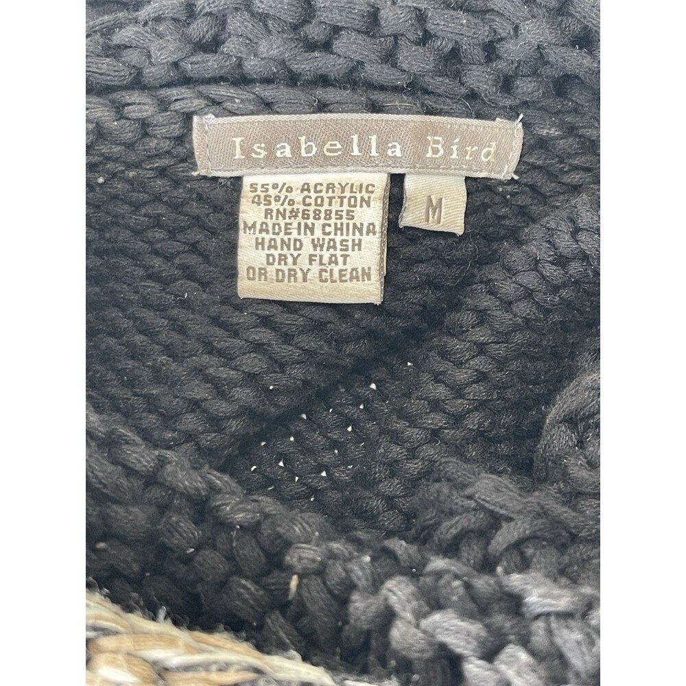 Isabella Bird Y2K TurtleNeck Cowl Chunky Knit Flare Sleeves Sz Medium Black - Picture 6 of 7